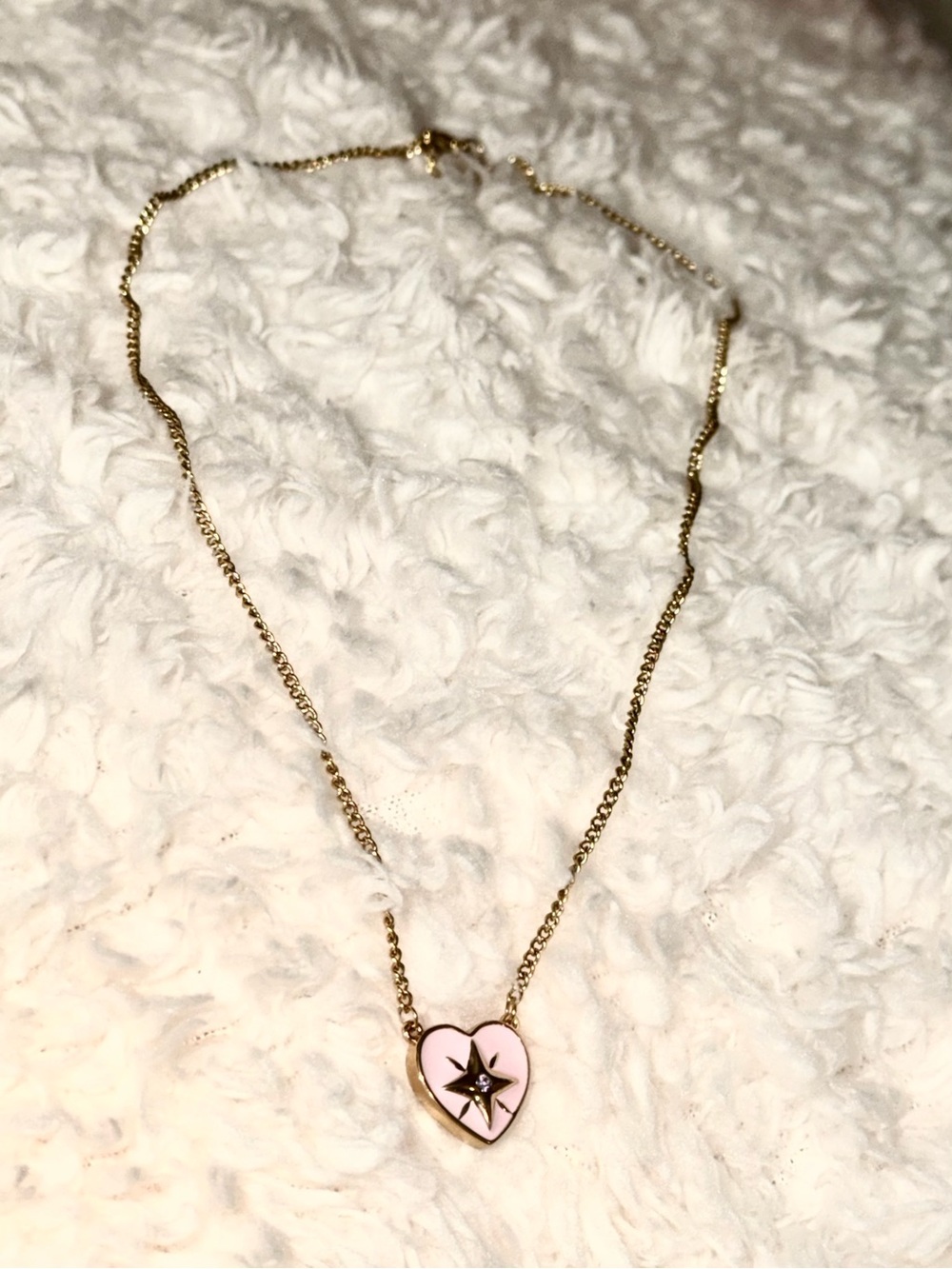 Brand New 18k Gold Necklace With Pink Heart Star Pendant - Fabulous Find - Picture 2 of 9